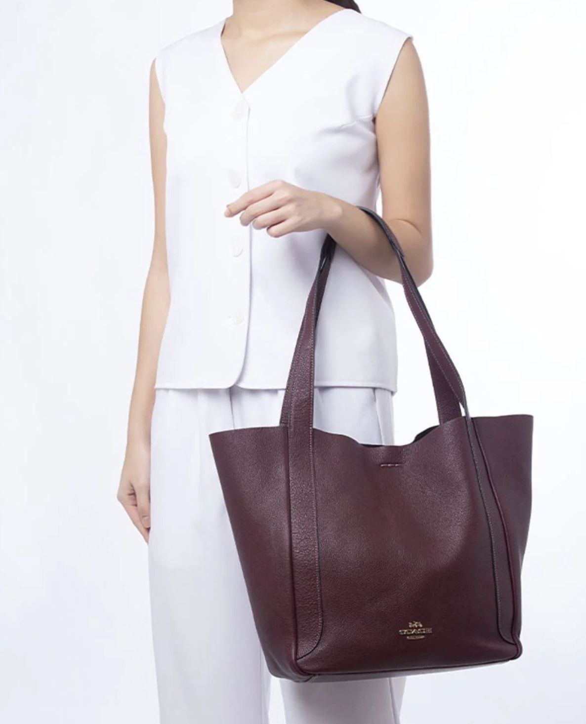 ORIG Preloved Coach Large Hadley Tote Bag Merlot Maroon Red