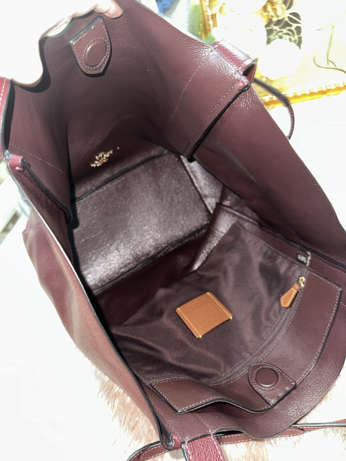 ORIG Preloved Coach Large Hadley Tote Bag Merlot Maroon Red