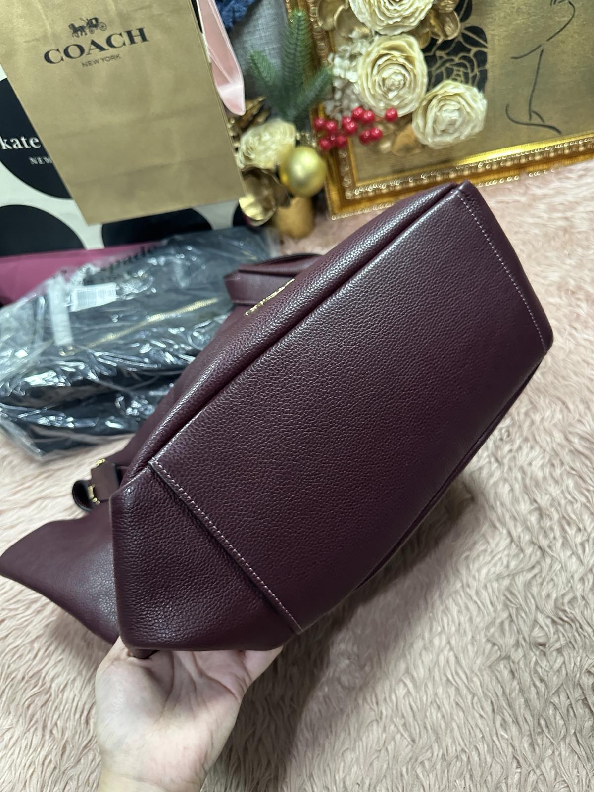 ORIG Preloved Coach Large Hadley Tote Bag Merlot Maroon Red