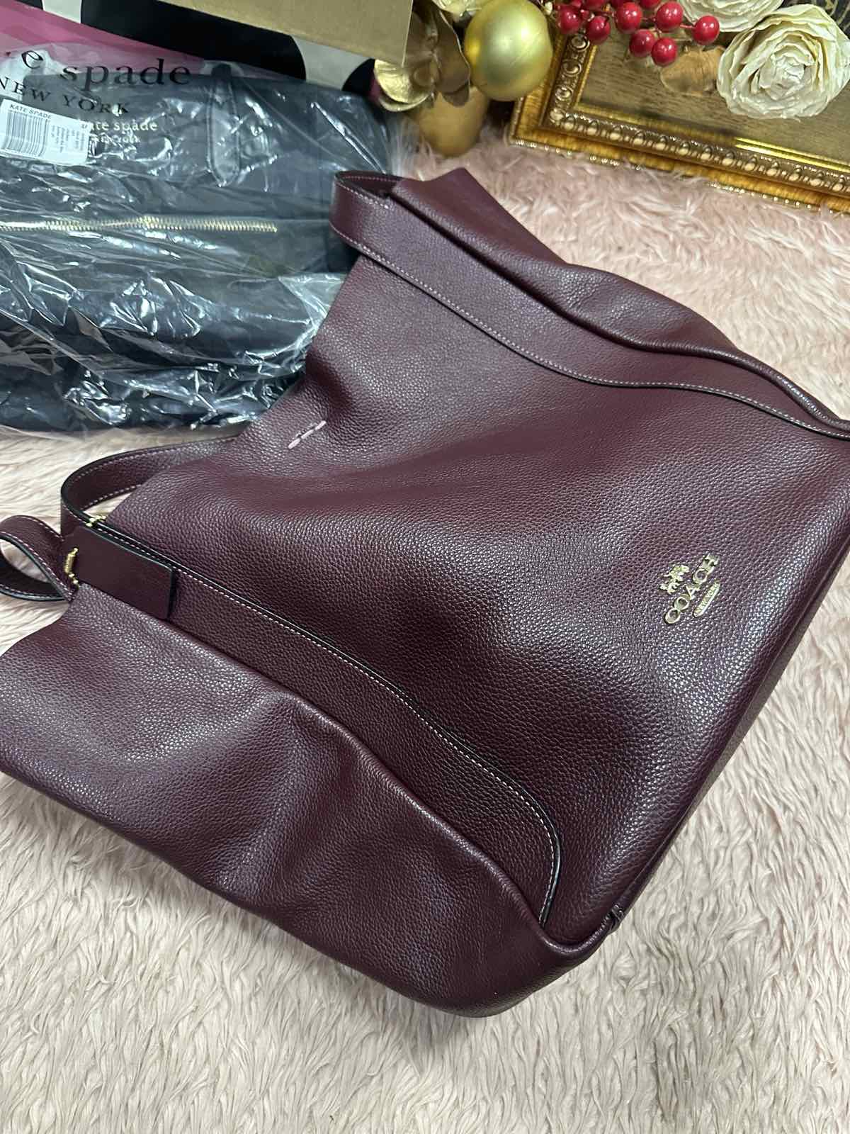 ORIG Preloved Coach Large Hadley Tote Bag Merlot Maroon Red