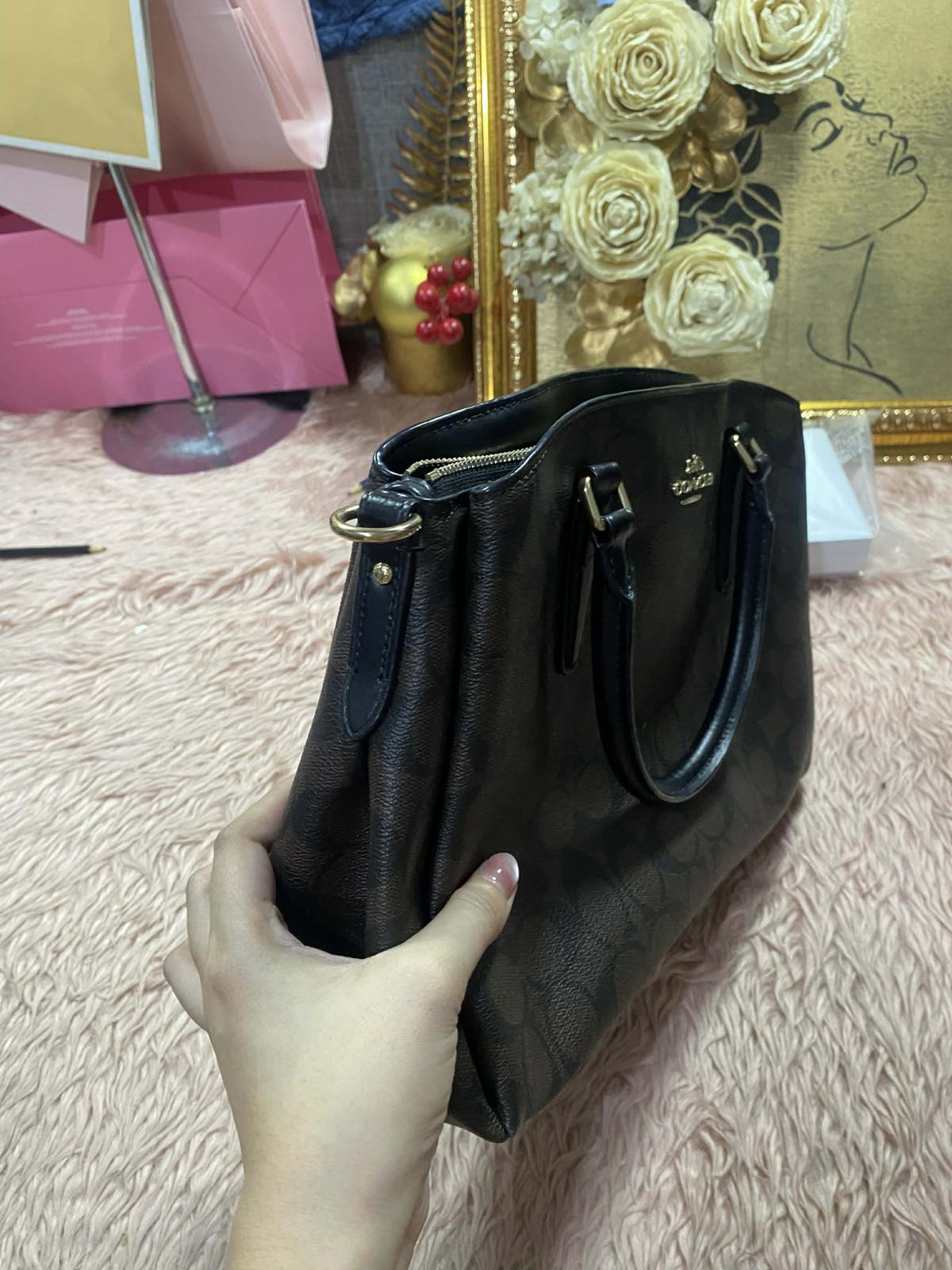 ORIG Preloved Coach Large Sage Carryall Brown/Black Bag