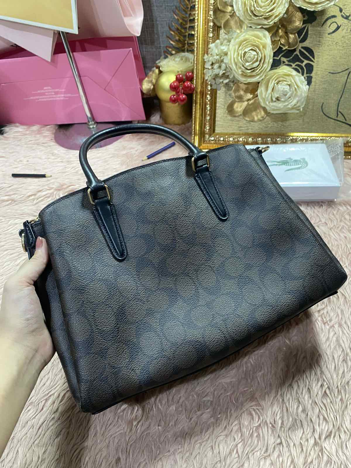 ORIG Preloved Coach Large Sage Carryall Brown/Black Bag