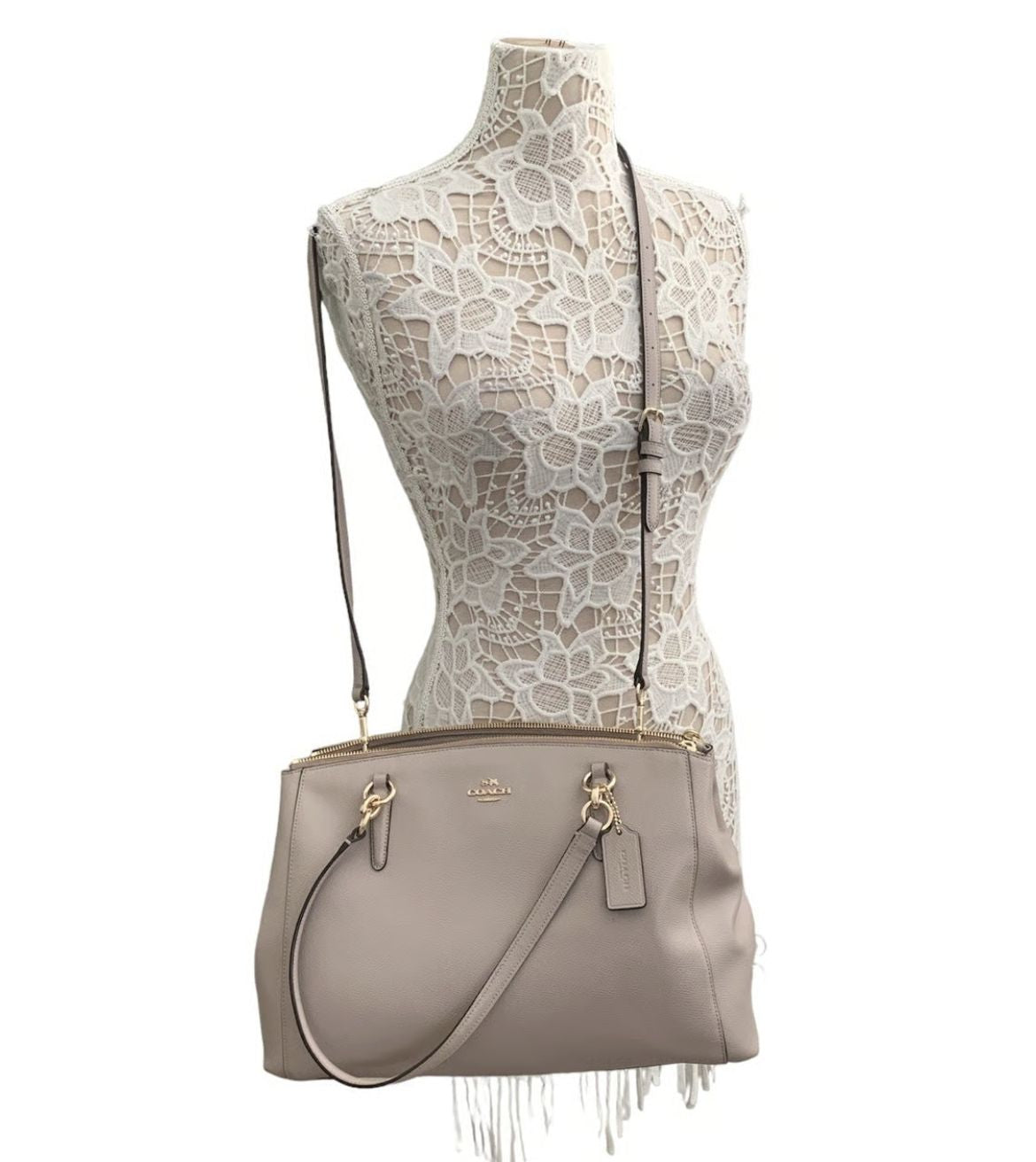 ORIG Preloved Coach Etta Carryall Tote Shoulder Large Taupe Bag