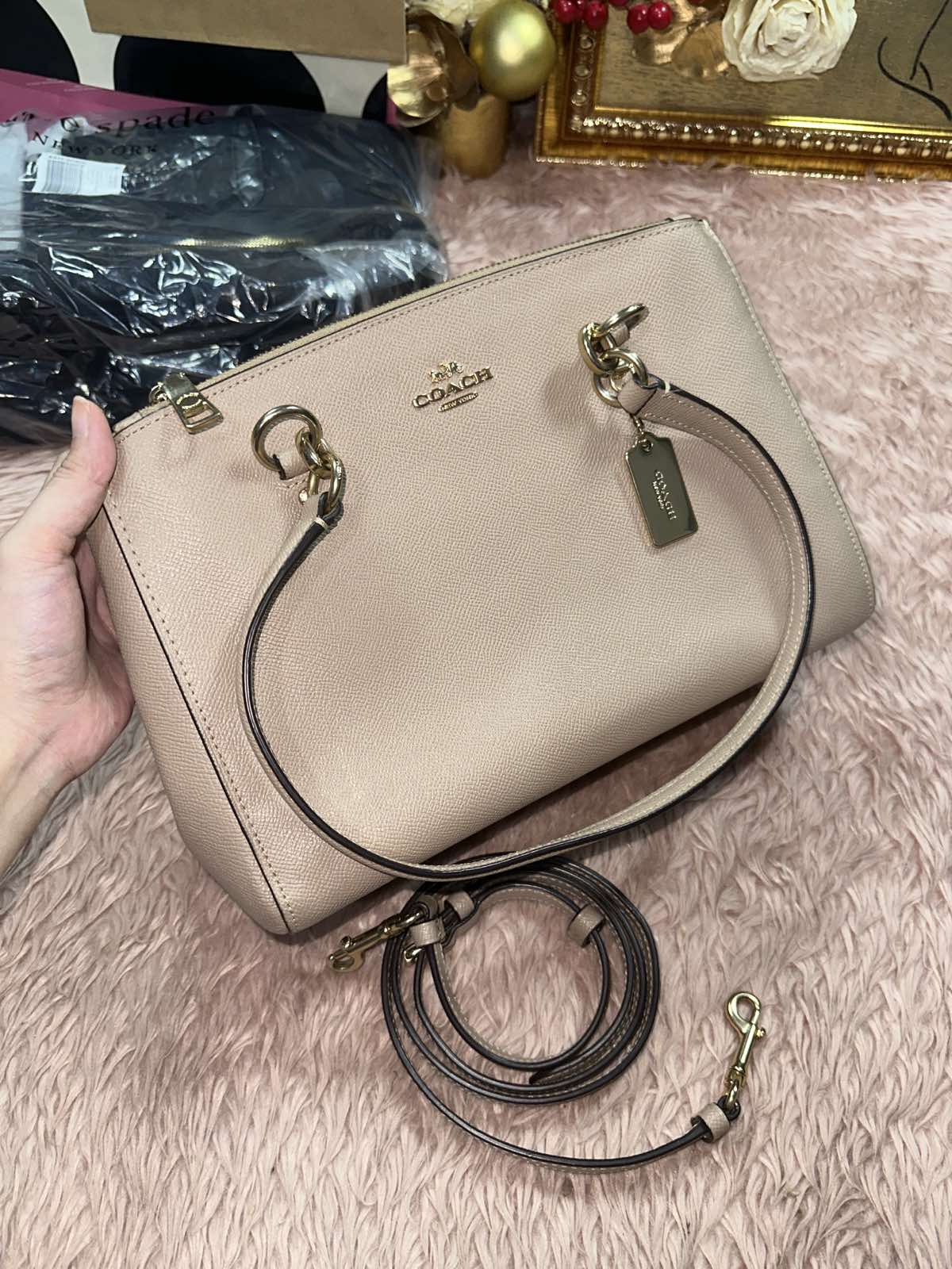 ORIG Preloved Coach Etta Carryall Tote Shoulder Large Taupe Bag