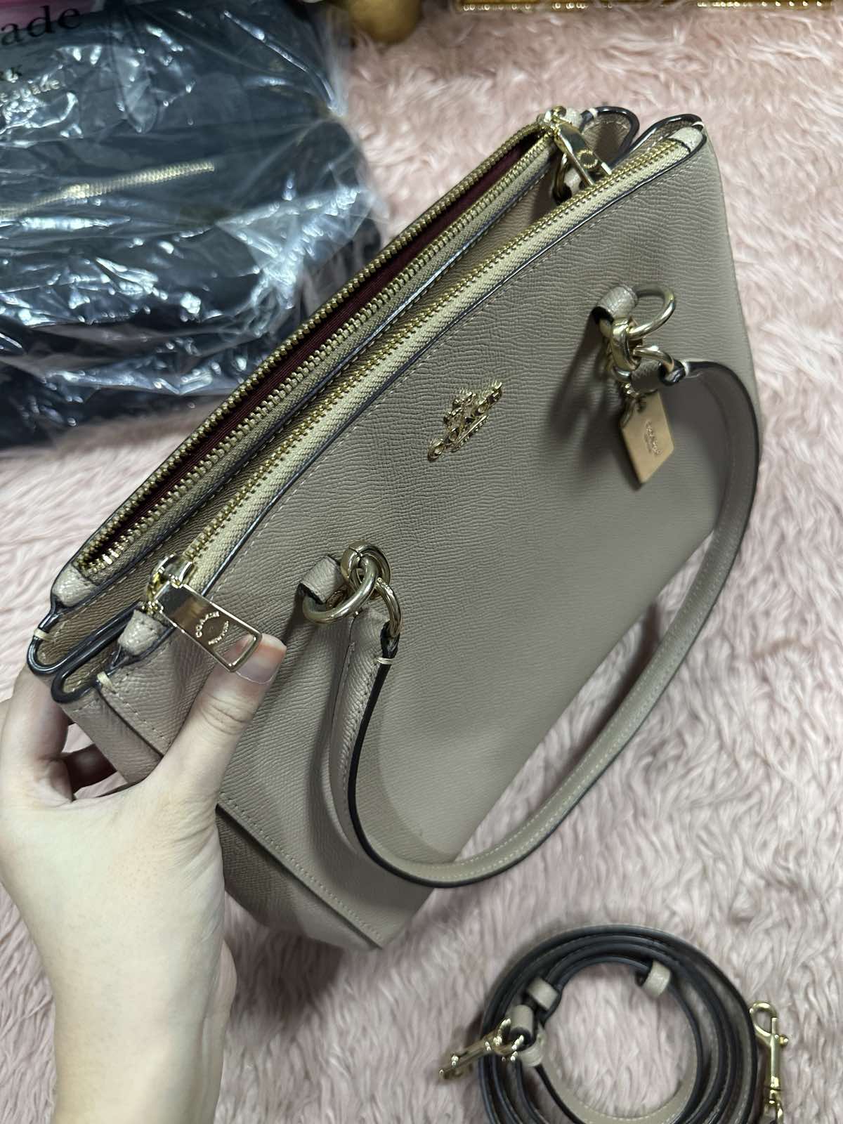 ORIG Preloved Coach Etta Carryall Tote Shoulder Large Taupe Bag