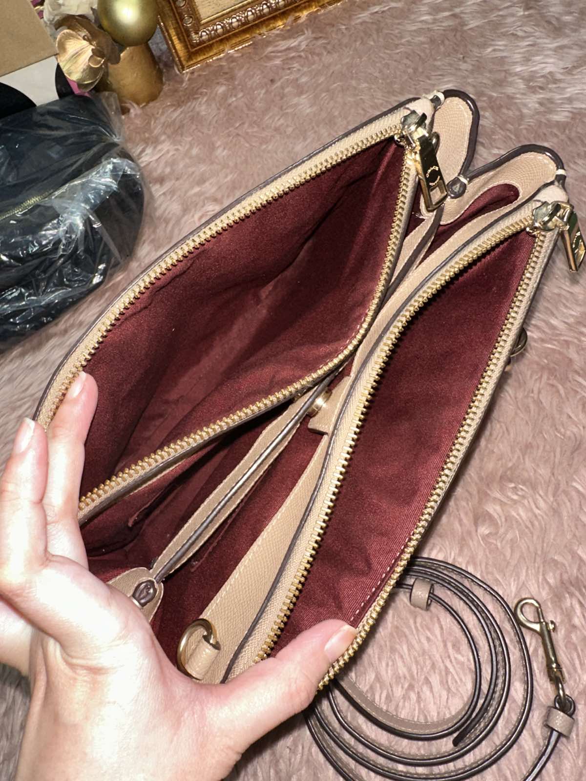 ORIG Preloved Coach Etta Carryall Tote Shoulder Large Taupe Bag