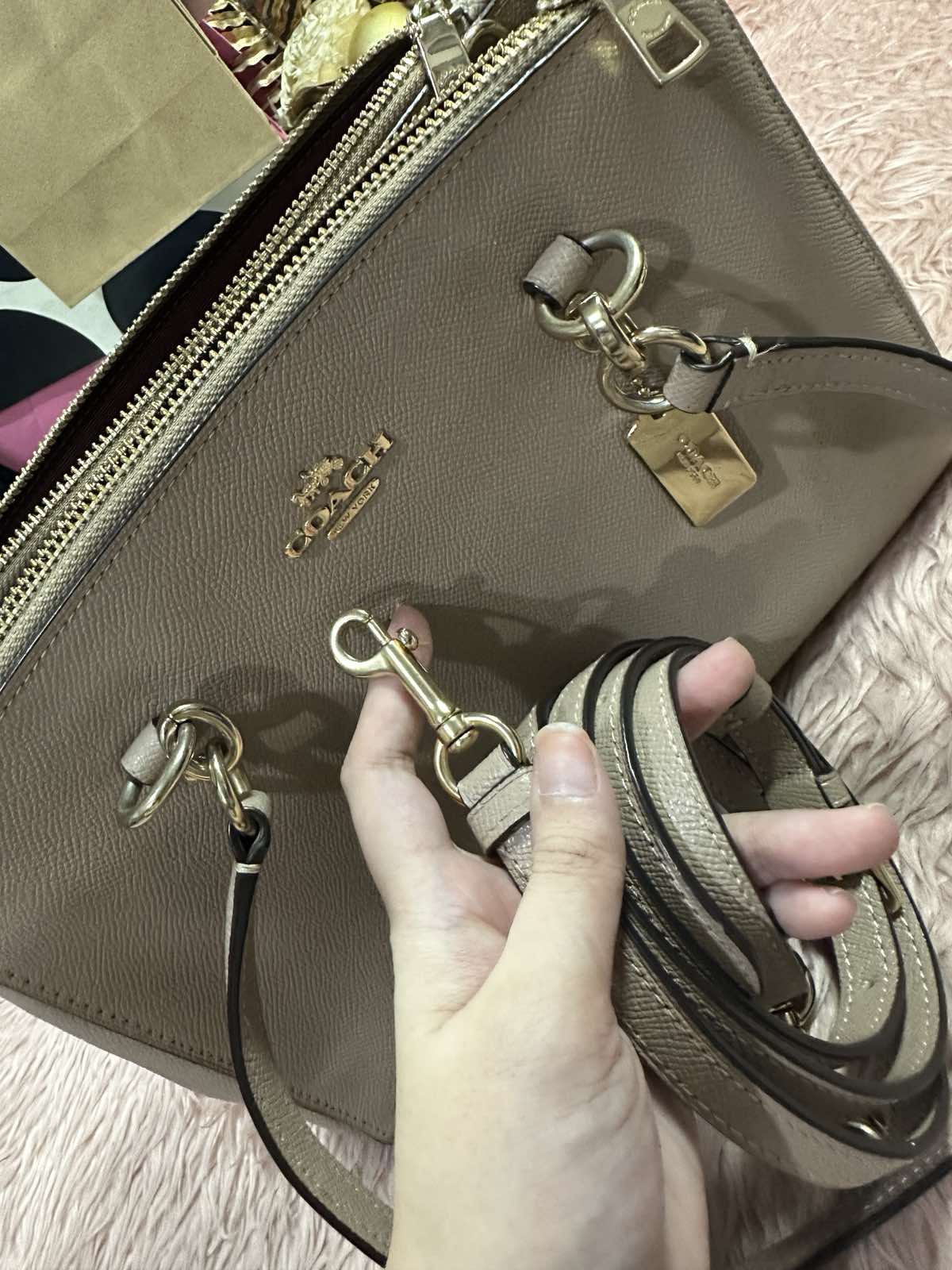 ORIG Preloved Coach Etta Carryall Tote Shoulder Large Taupe Bag