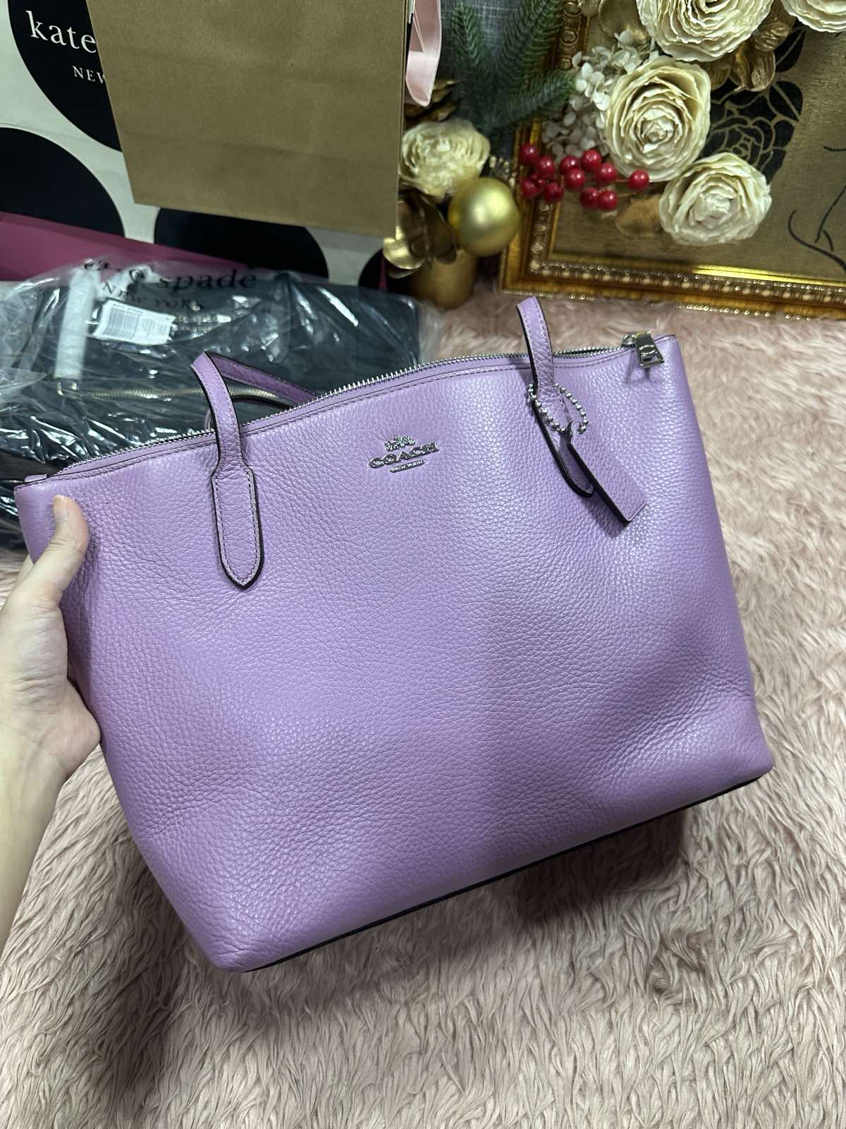 ORIG Preloved Coach Zip Top Tote Purple Bag
