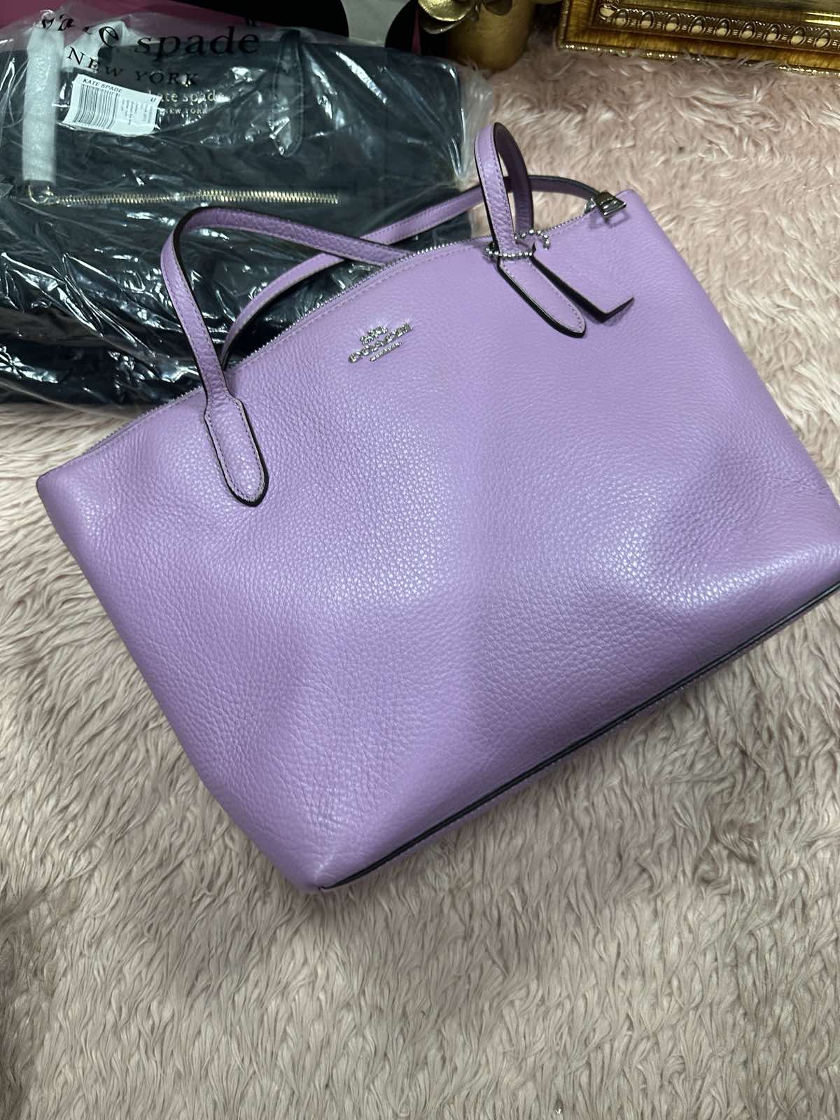 ORIG Preloved Coach Zip Top Tote Purple Bag