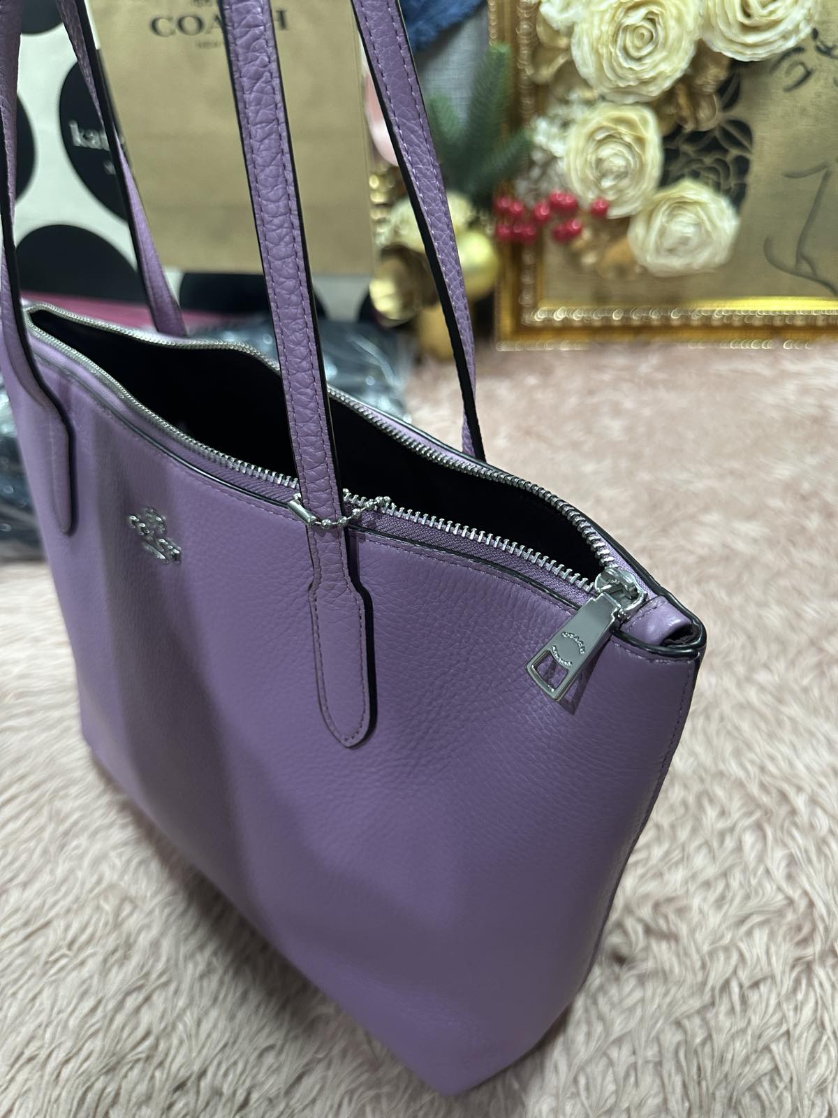 ORIG Preloved Coach Zip Top Tote Purple Bag