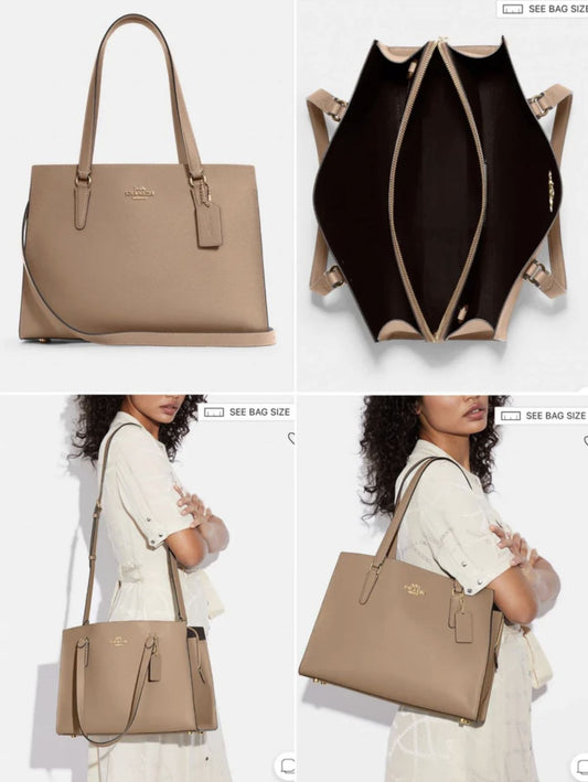 ORIG Preloved Coach RARE Tatum Carryall Large Tote Taupe Bag