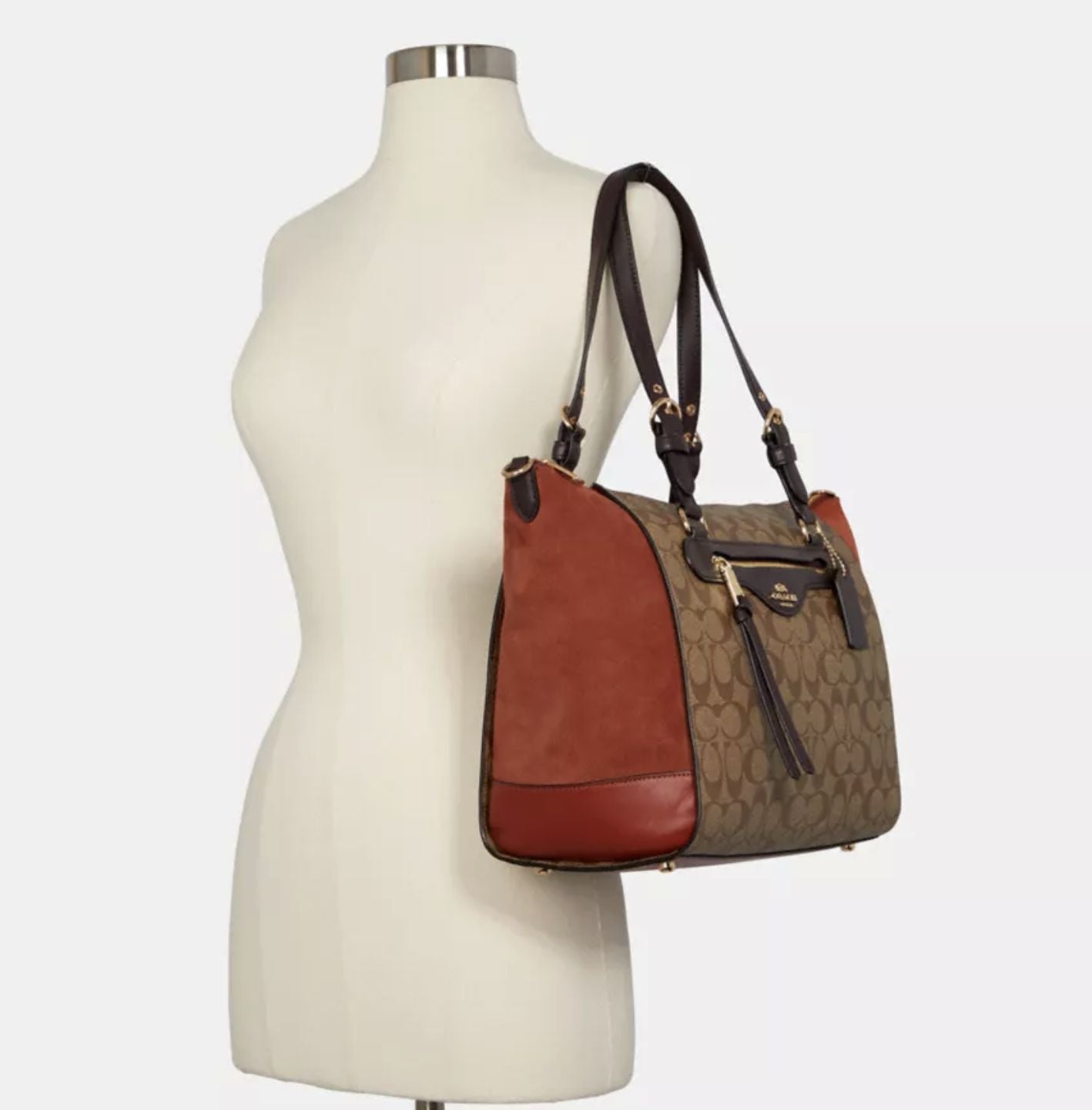 ORIG Preloved Coach Kleo Carryall Large Tote Orange Bag In Signature Canvas