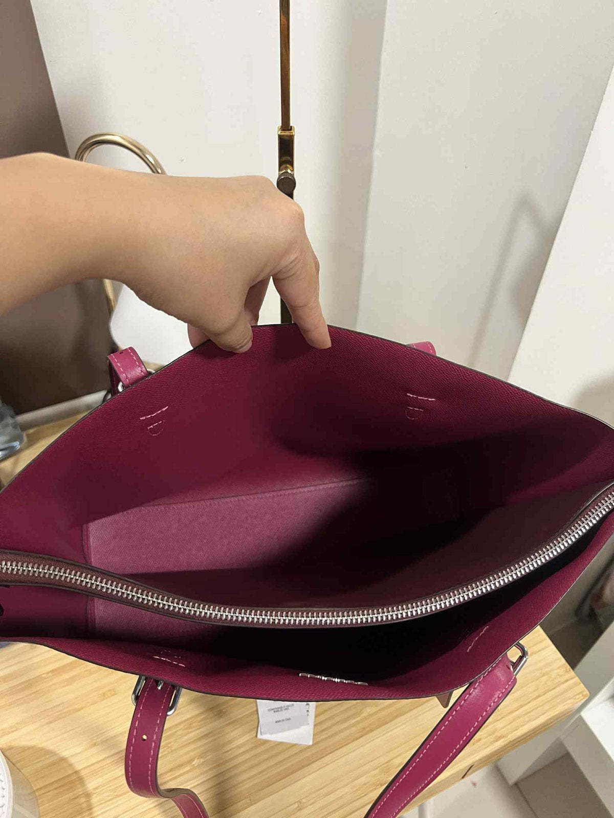 ORIG Preloved Coach Mollie Tote Large Brown/Purple Bag In Signature Canvas