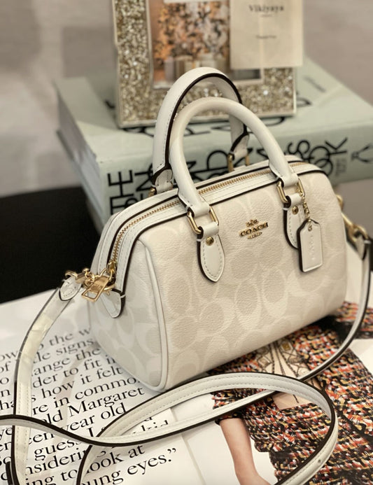 ORIG & IMPORTED Coach Mini Rowan Crossbody Small White Bag In Signature Canvas