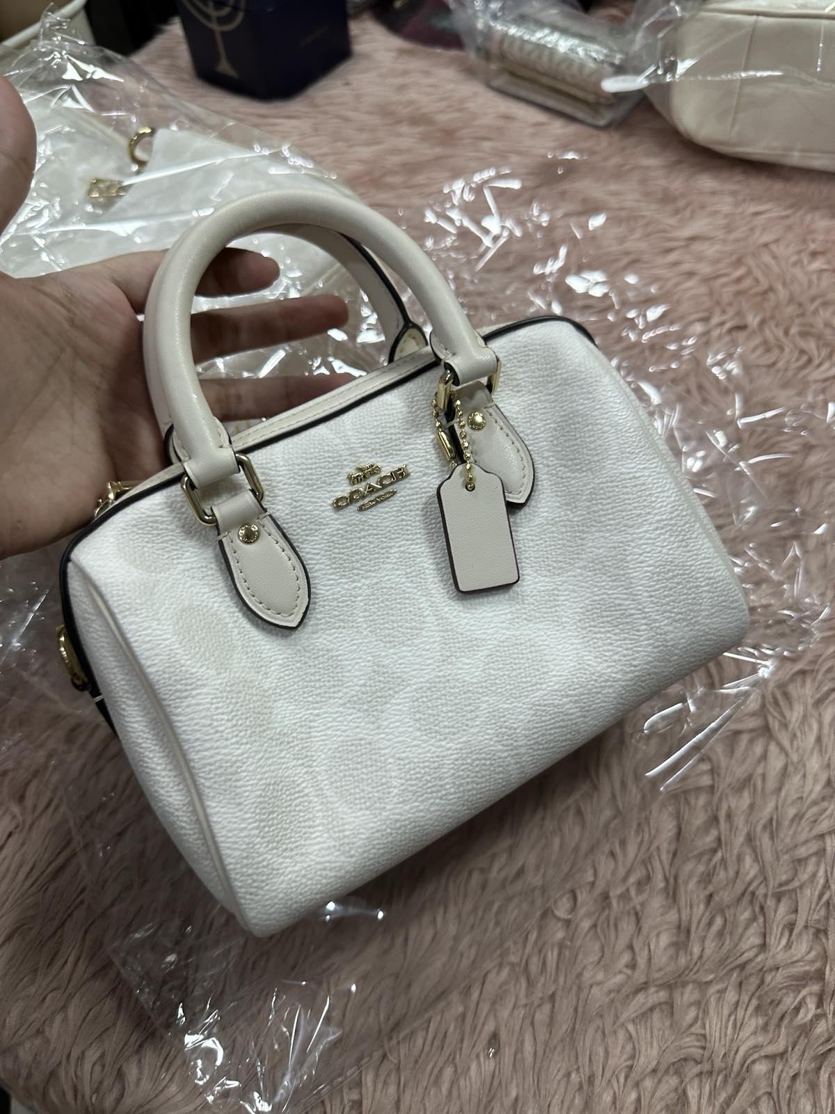 ORIG & IMPORTED Coach Mini Rowan Crossbody Small White Bag In Signature Canvas