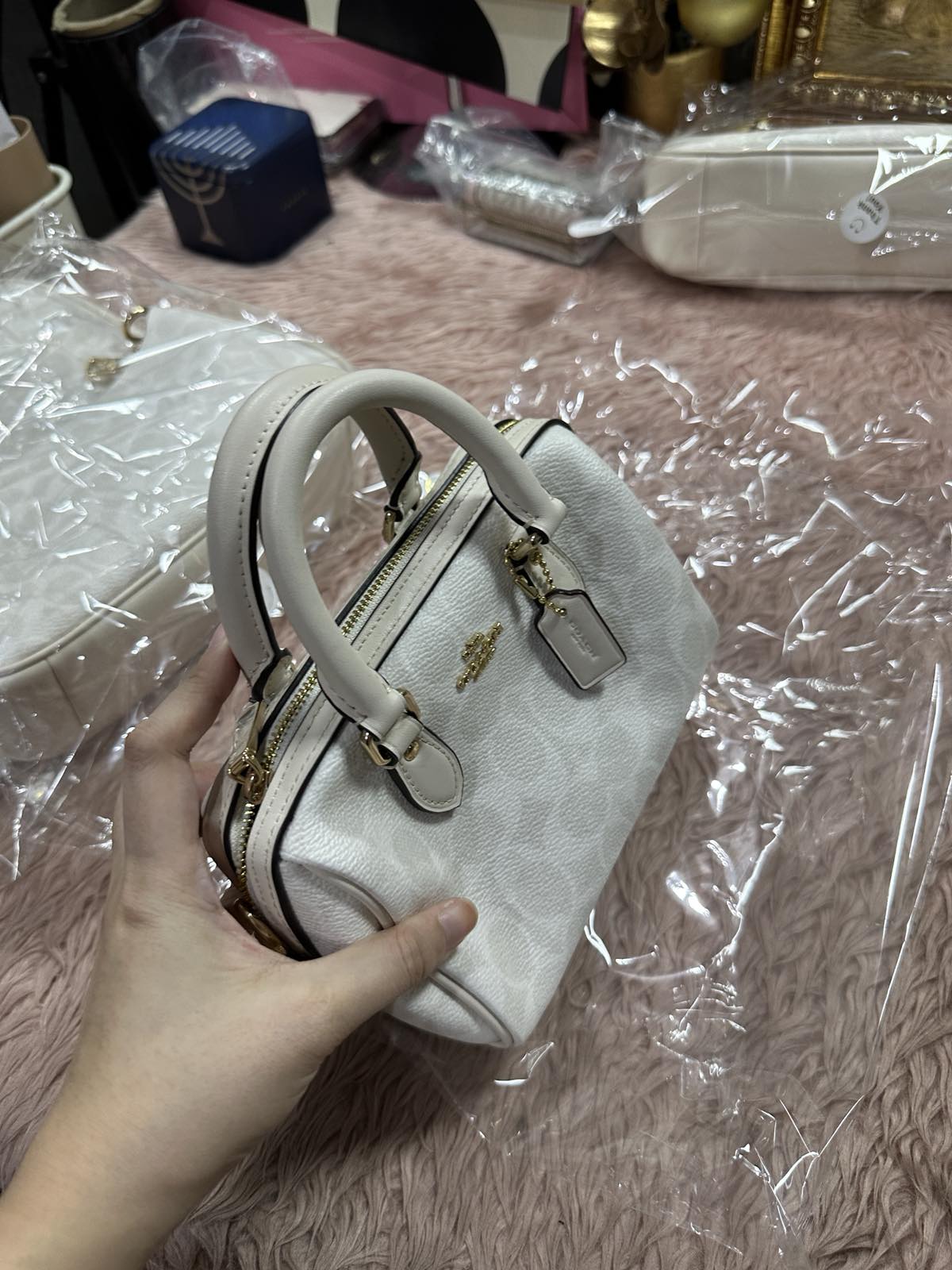 ORIG & IMPORTED Coach Mini Rowan Crossbody Small White Bag In Signature Canvas