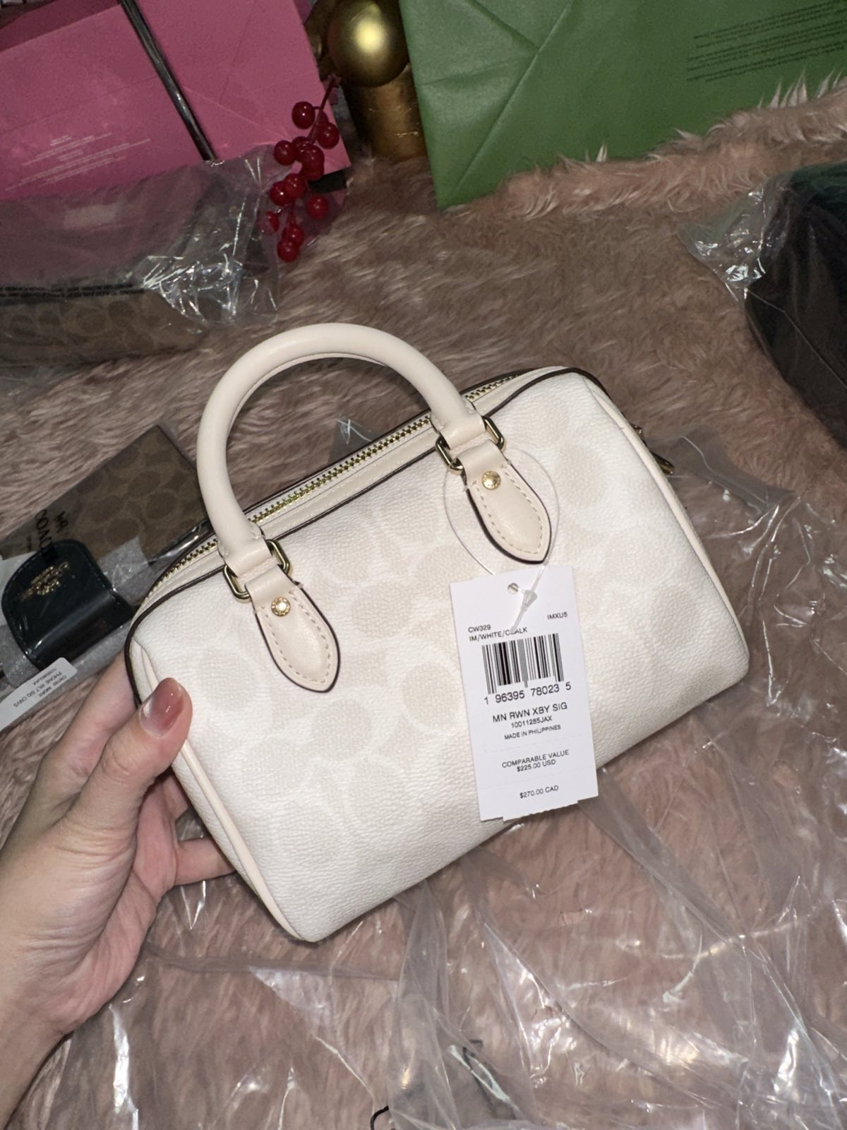 ORIG & IMPORTED Coach Mini Rowan Crossbody Small White Bag In Signature Canvas