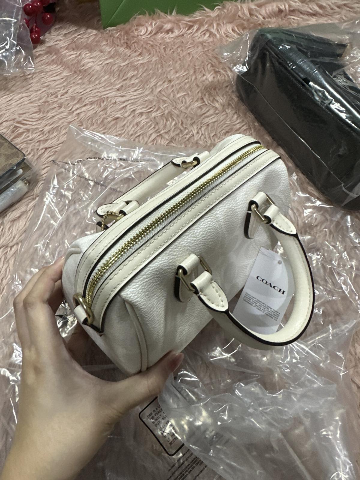 ORIG & IMPORTED Coach Mini Rowan Crossbody Small White Bag In Signature Canvas