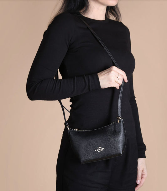 ORIG Preloved Coach Zip Top Crossbody Small Black Bag