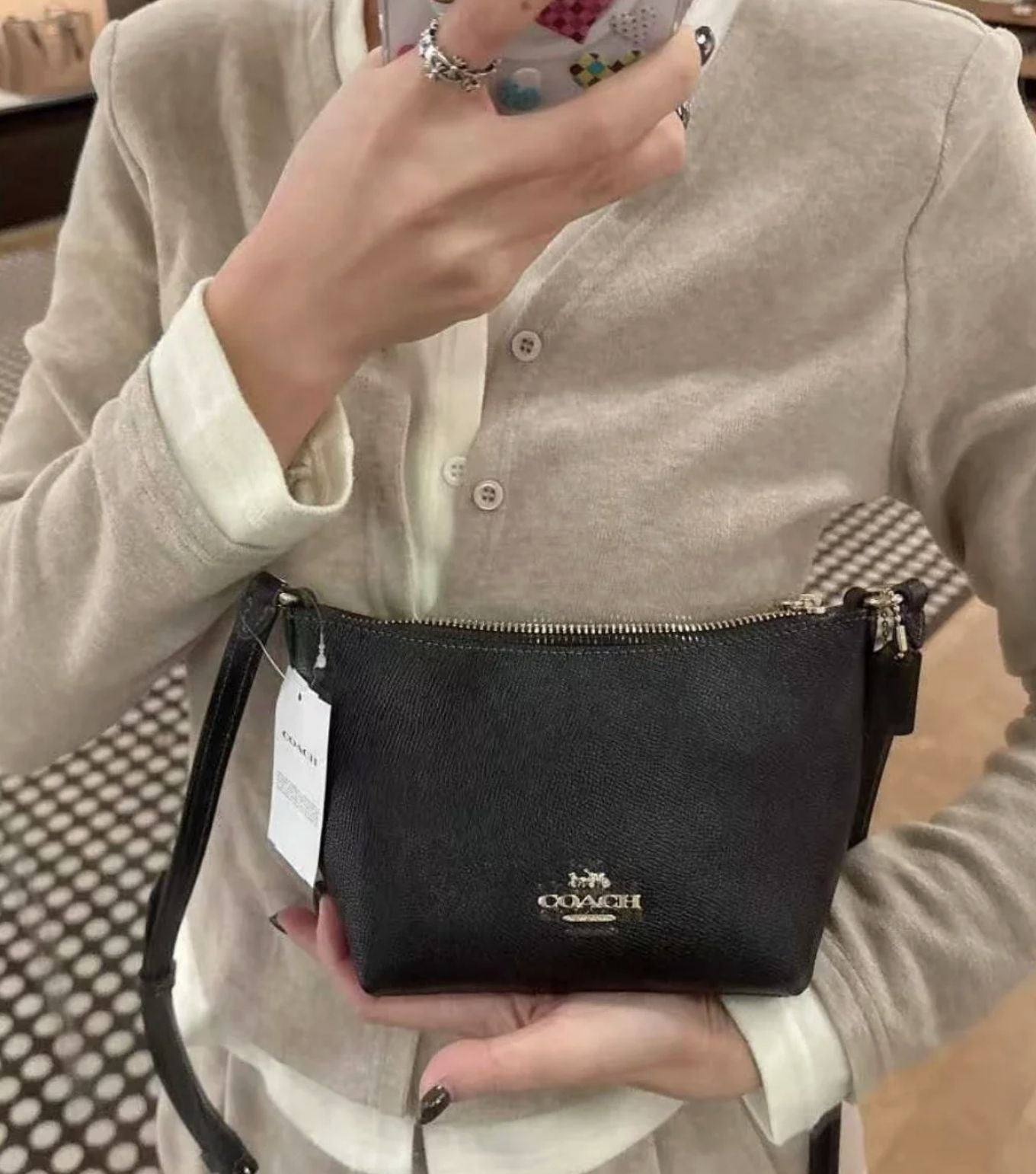 ORIG Preloved Coach Zip Top Crossbody Small Black Bag