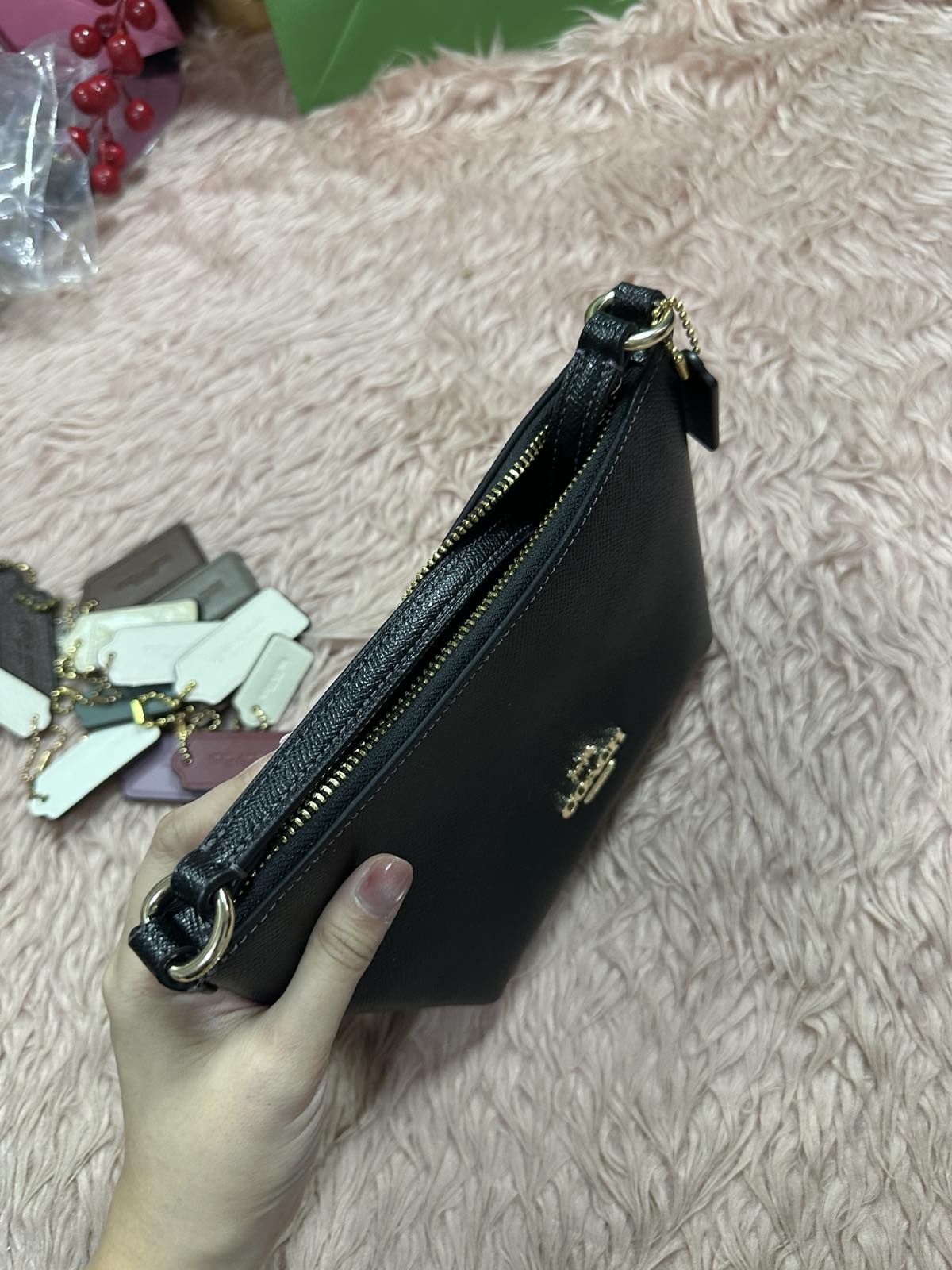 ORIG Preloved Coach Zip Top Crossbody Small Black Bag