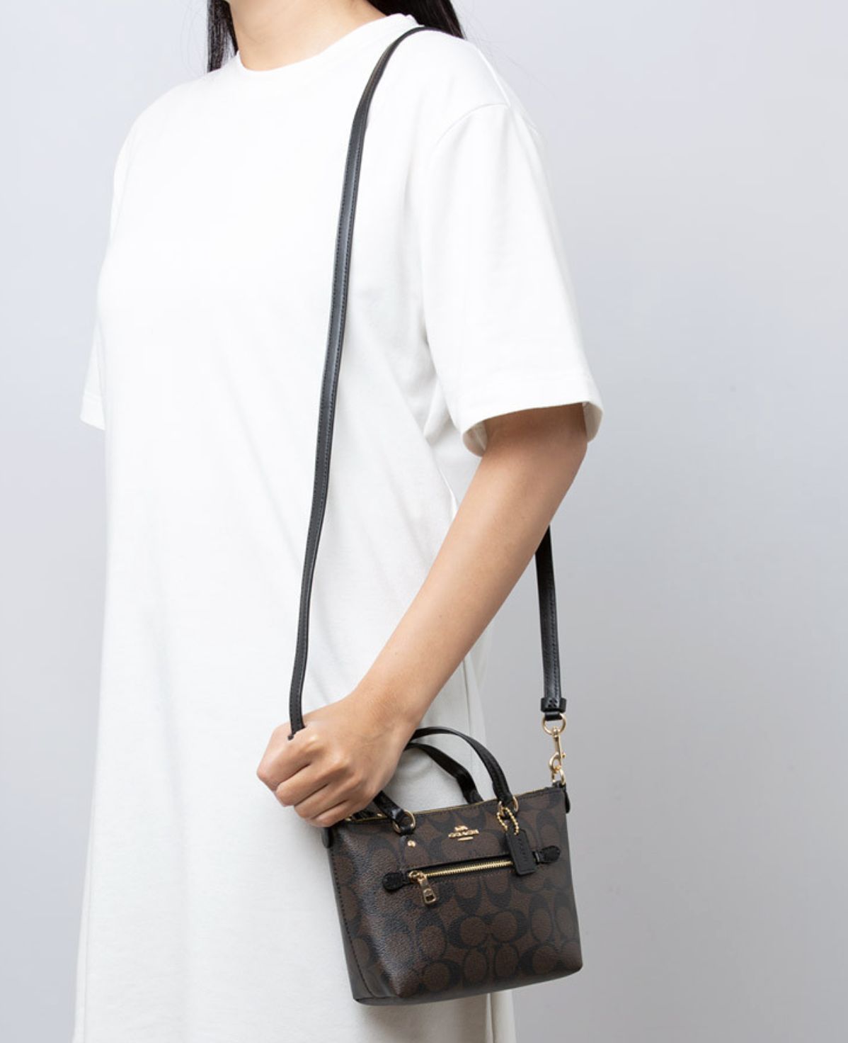 ORIG Preloved Coach Mini Gallery Crossbody Small Brown Bag in Signature Canvas