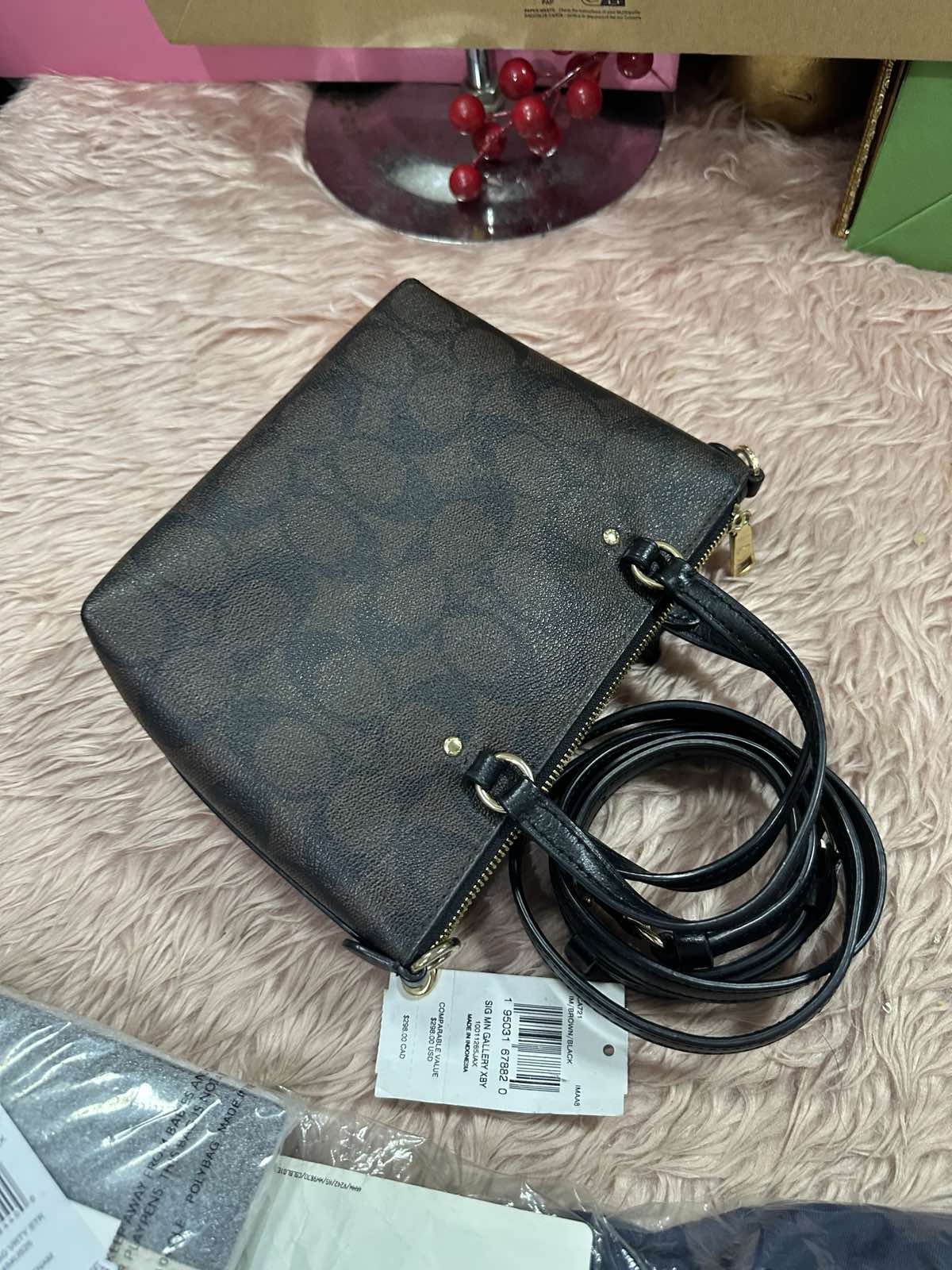 ORIG Preloved Coach Mini Gallery Crossbody Small Brown Bag in Signature Canvas