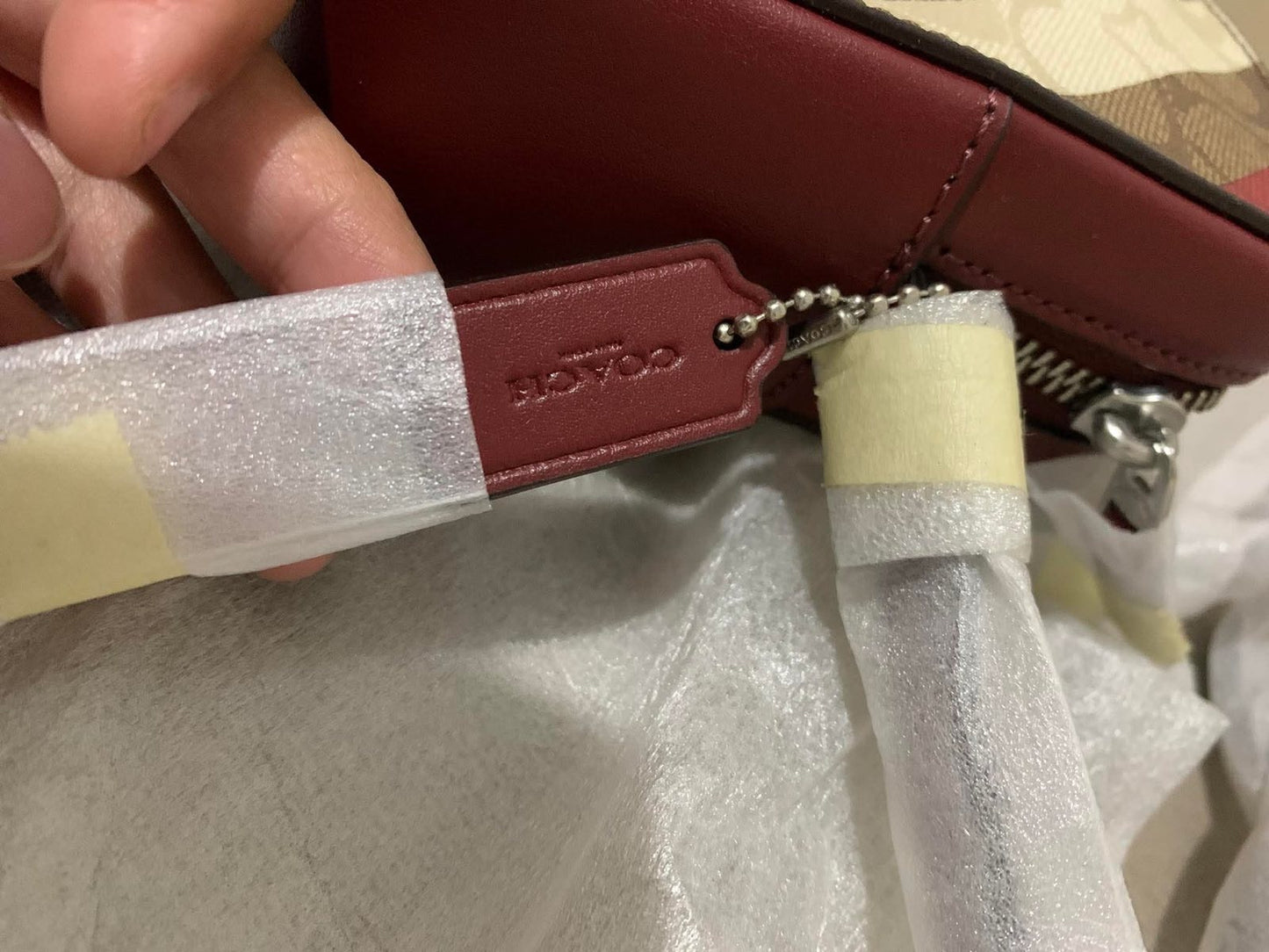 ORIG & IMPORTED Coach Mini Camera Red Bag With Diagonal Stripe Print