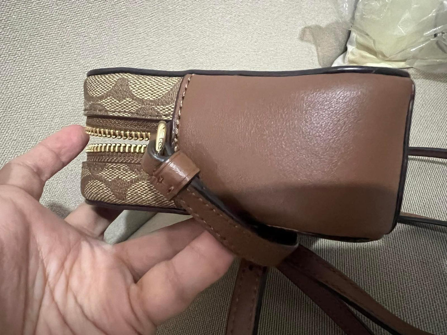 ORIG & IMPORTED RARE Coach Mini Camera Bag In Signature Canvas Saddle Brown