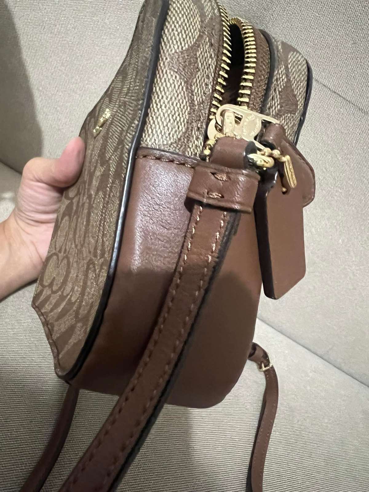 ORIG & IMPORTED RARE Coach Mini Camera Bag In Signature Canvas Saddle Brown