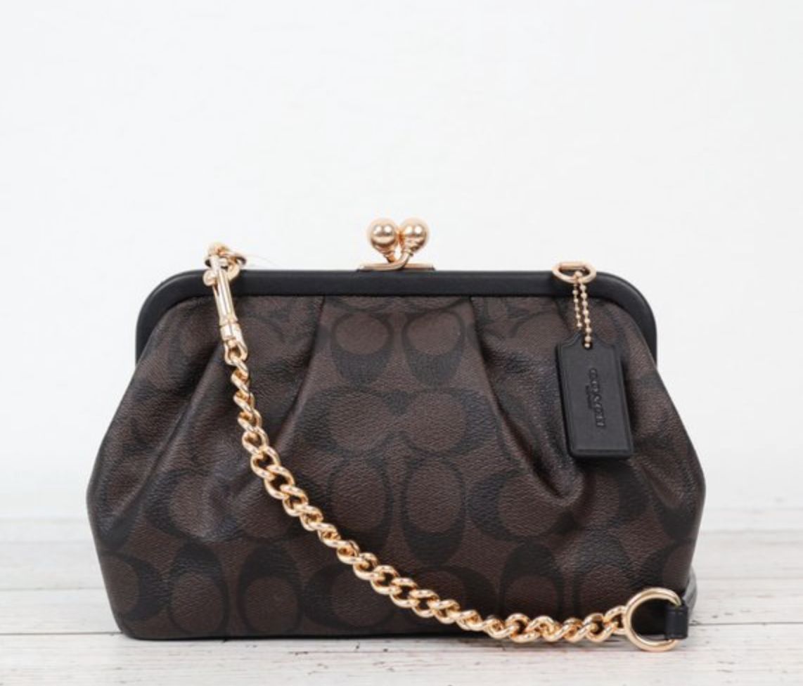 ORIG & IMPORTED RARE Coach Nora Kisslock Crossbody Small Brown Bag