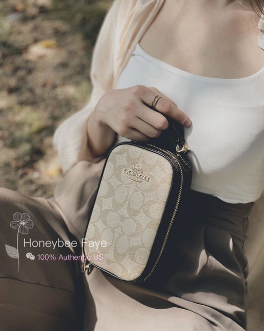 ORIG Preloved Coach Eva Phone Small Crossbody Bag In Colorblock Signature Canvas