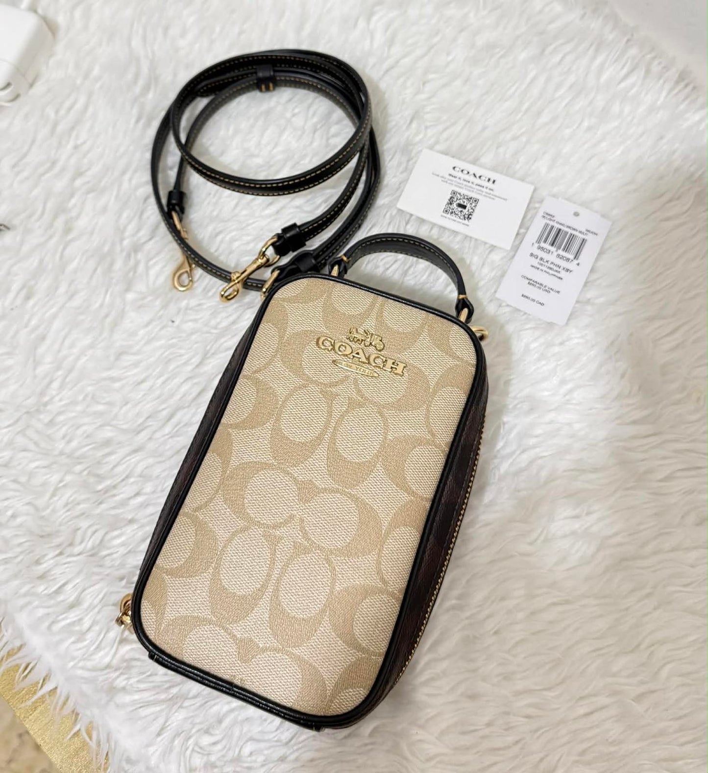 ORIG Preloved Coach Eva Phone Small Crossbody Bag In Colorblock Signature Canvas