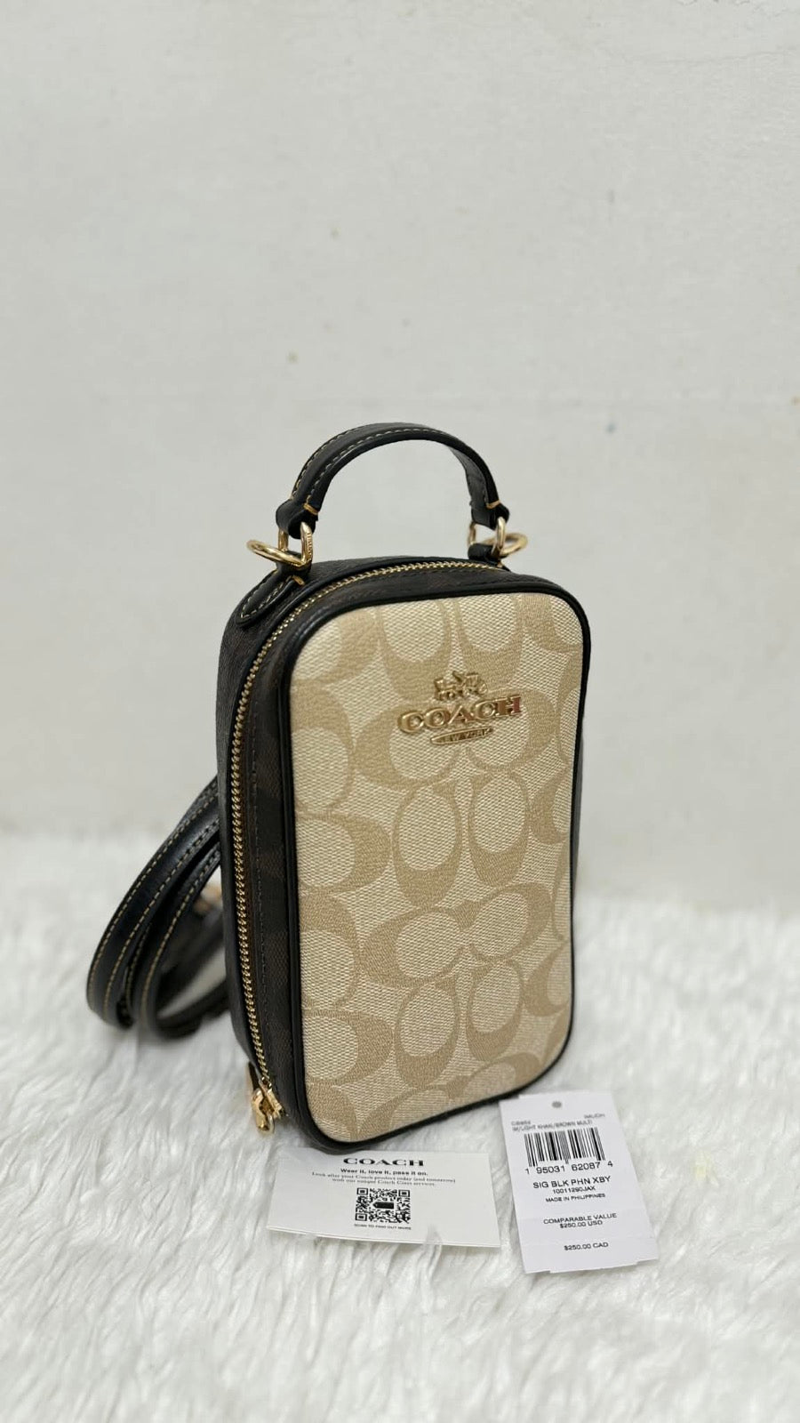 ORIG Preloved Coach Eva Phone Small Crossbody Bag In Colorblock Signature Canvas