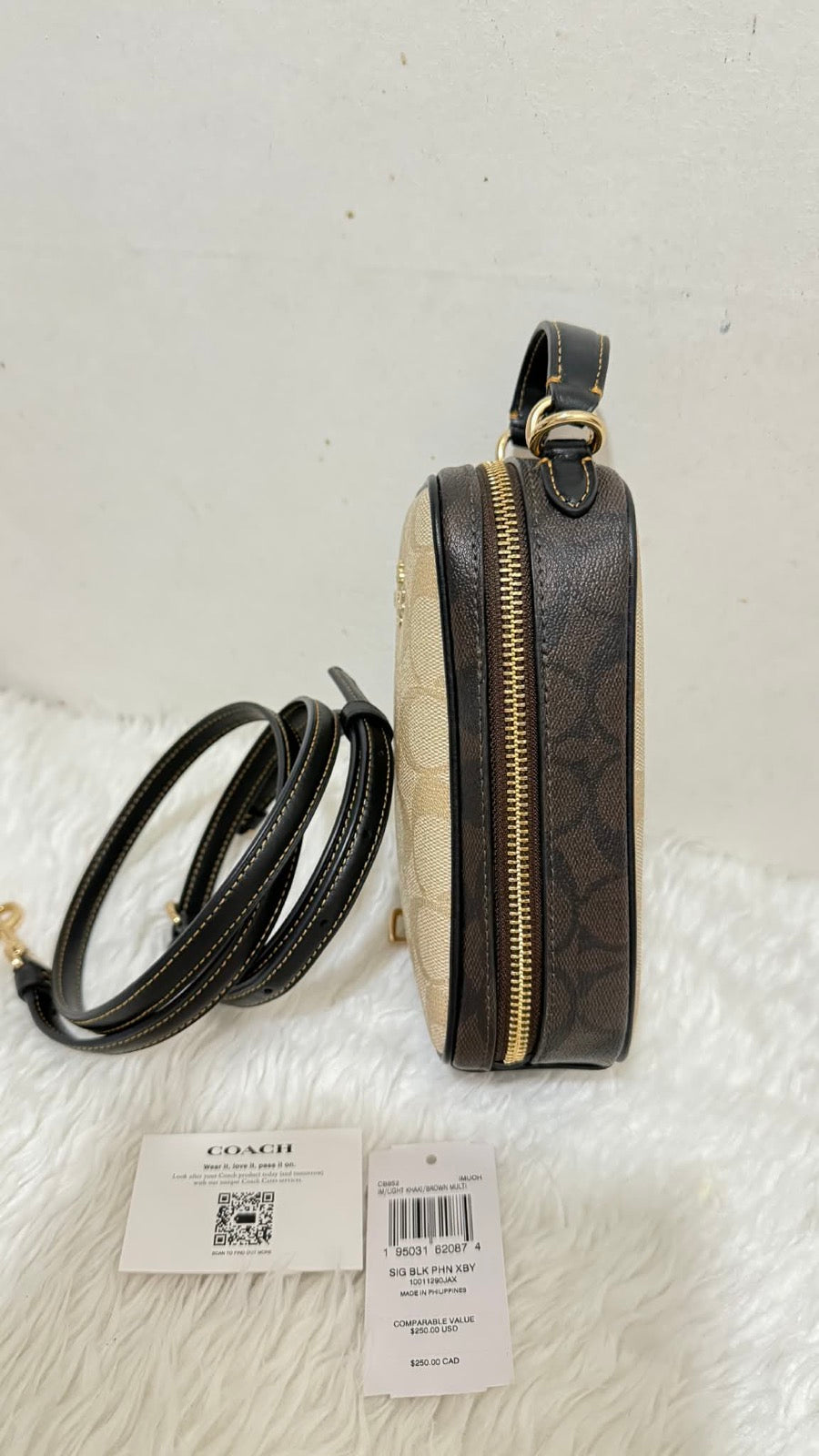 ORIG Preloved Coach Eva Phone Small Crossbody Bag In Colorblock Signature Canvas