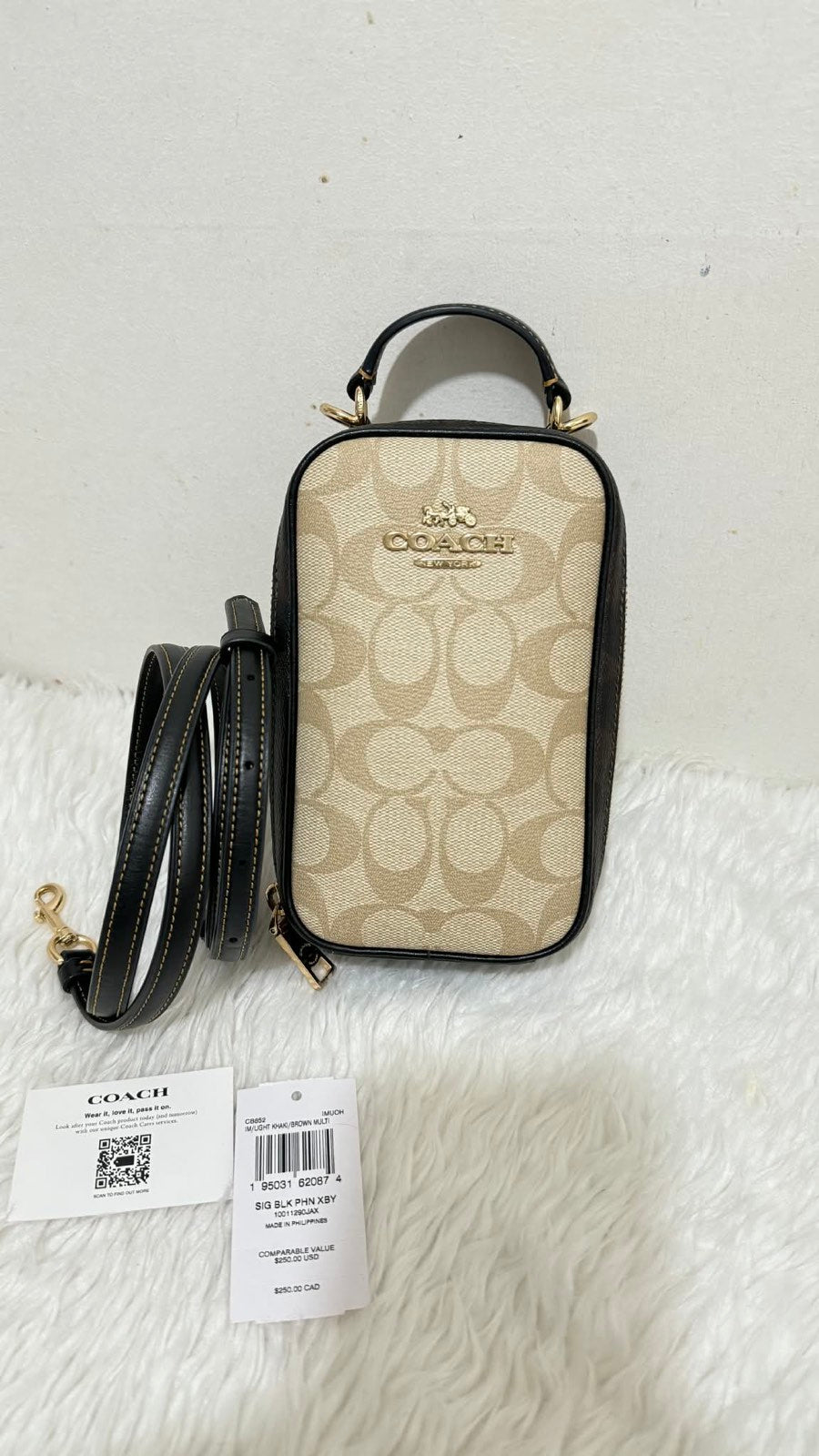 ORIG Preloved Coach Eva Phone Small Crossbody Bag In Colorblock Signature Canvas