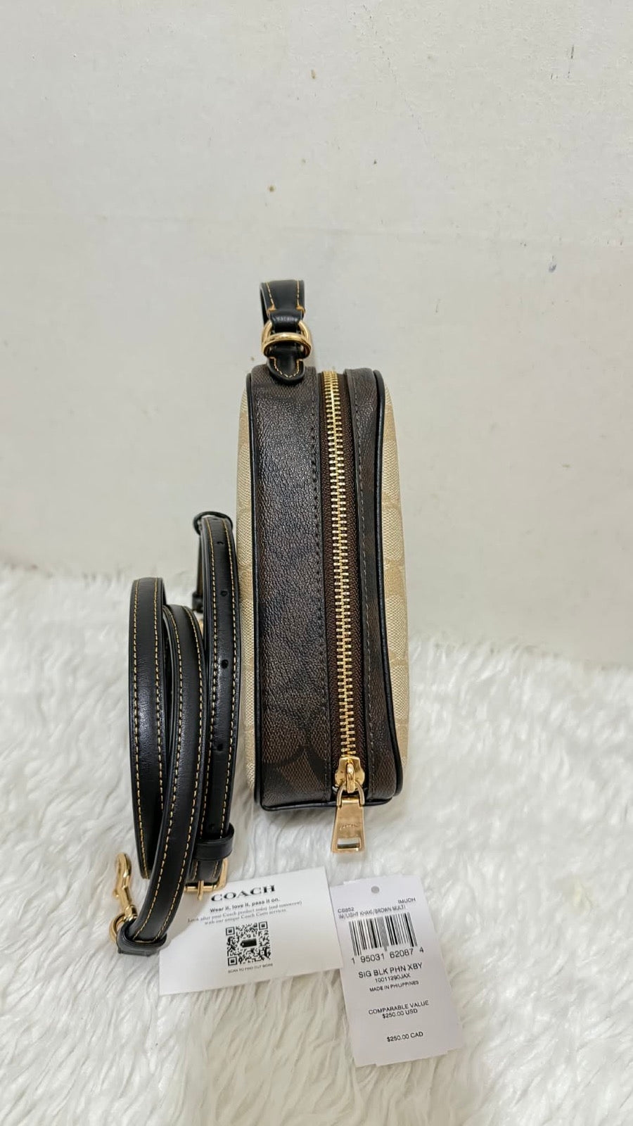 ORIG Preloved Coach Eva Phone Small Crossbody Bag In Colorblock Signature Canvas