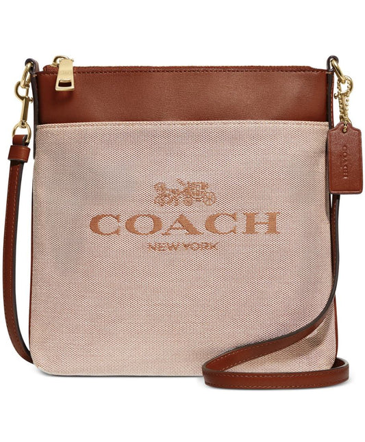 ORIG & IMPORTED Coach Kitt Denim Jacquard Crossbody Beige Brown Bag