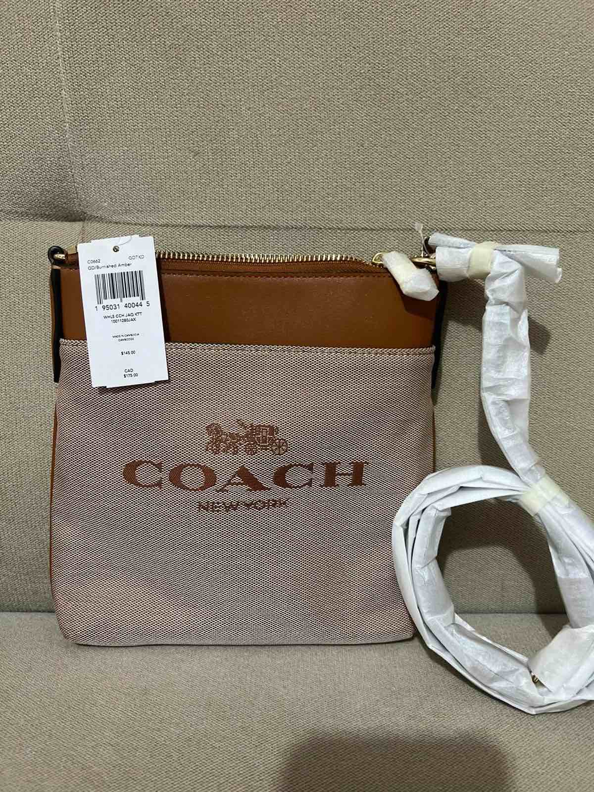 ORIG & IMPORTED Coach Kitt Denim Jacquard Crossbody Beige Brown Bag