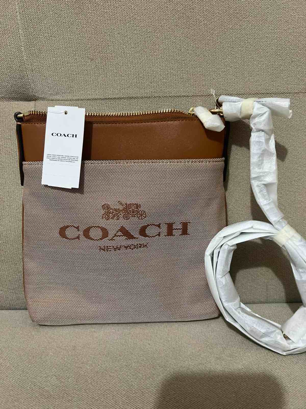 ORIG & IMPORTED Coach Kitt Denim Jacquard Crossbody Beige Brown Bag