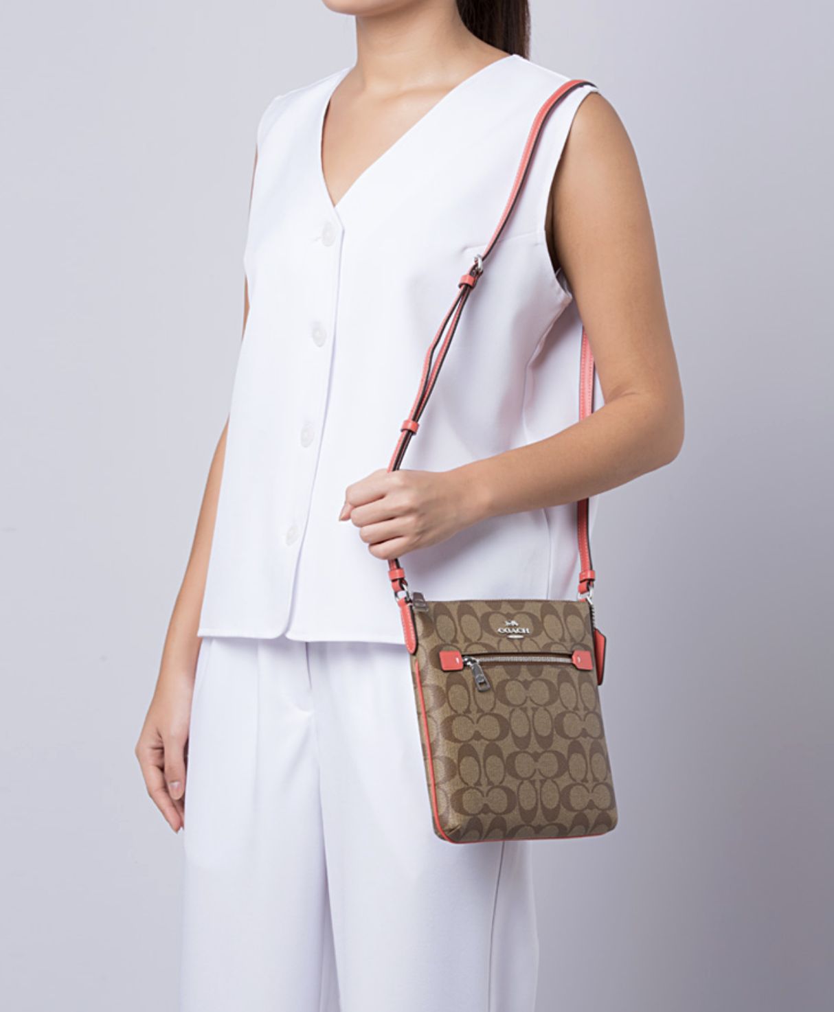 ORIG & IMPORTED Coach Mini Rowan File Bag Brown/Orange