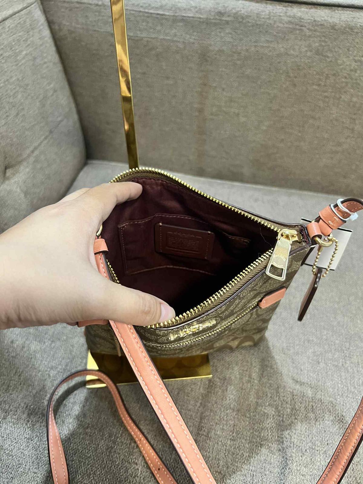 ORIG & IMPORTED Coach Mini Rowan File Bag Brown/Orange