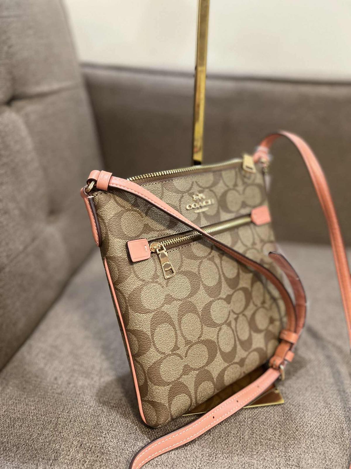 ORIG & IMPORTED Coach Mini Rowan File Bag Brown/Orange