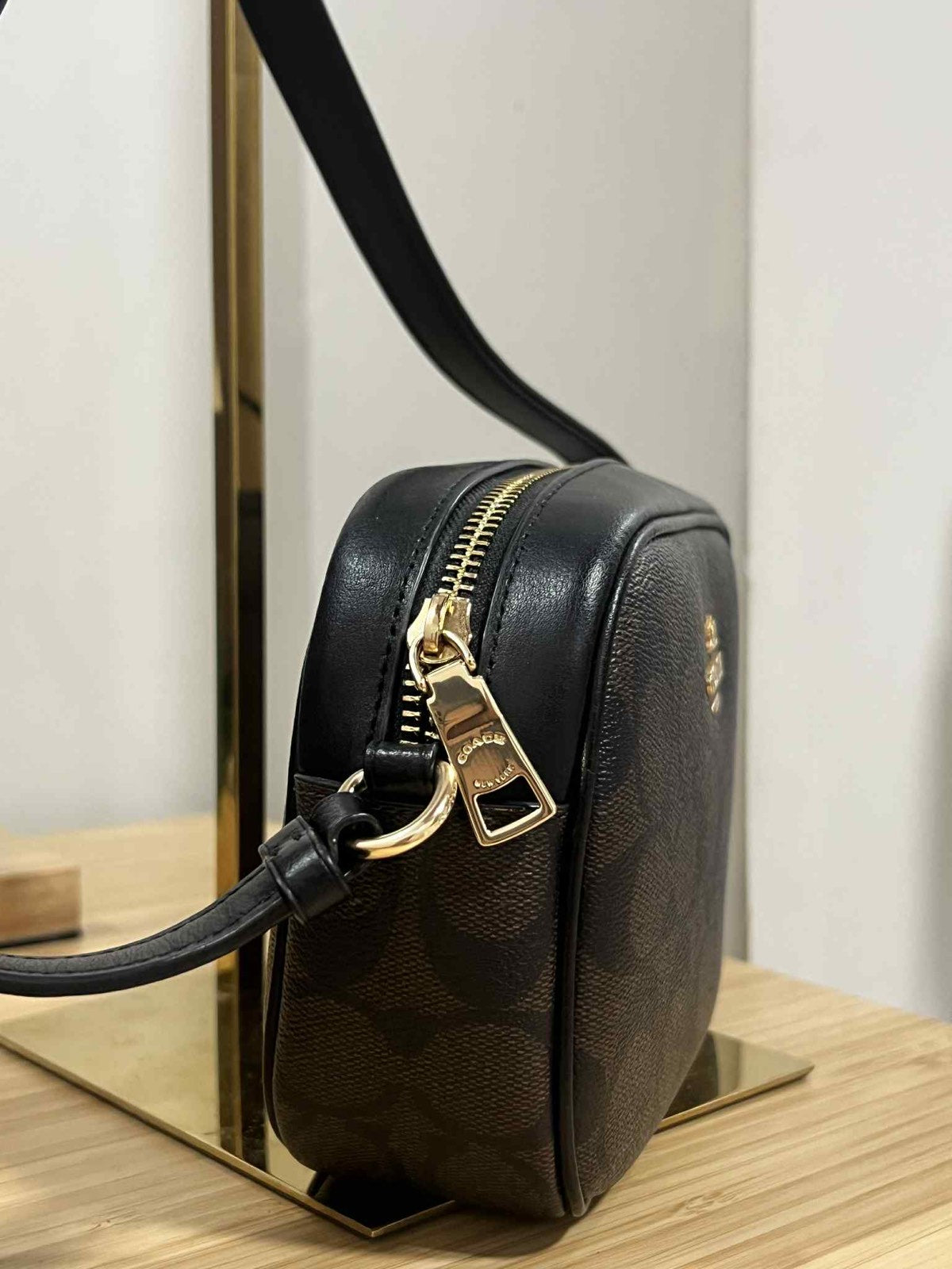 ORIG Preloved Coach Mini Jamie Camera Brown Bag In Signature Canvas