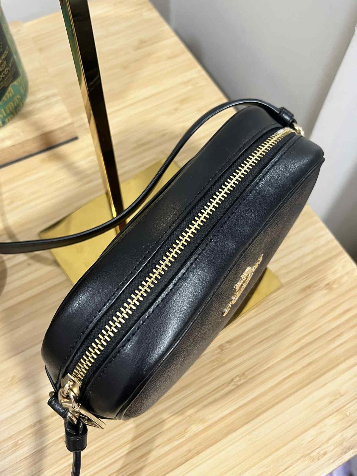 ORIG Preloved Coach Mini Jamie Camera Brown Bag In Signature Canvas