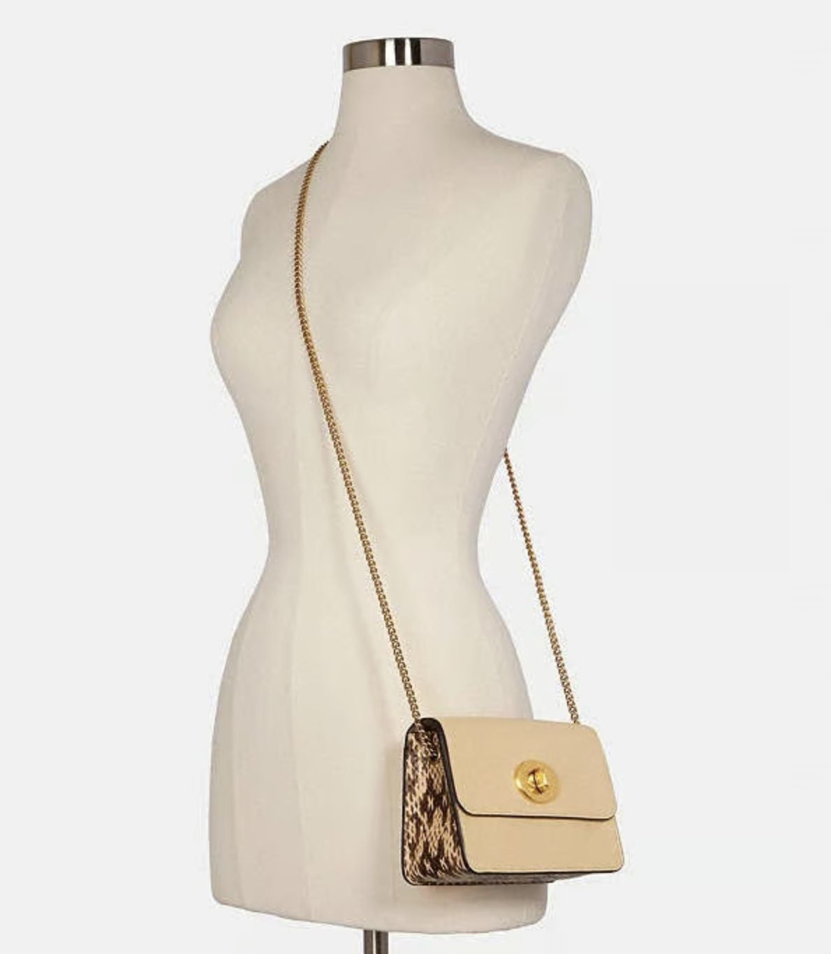 ORIG & IMPORTED Coach X Jennifer Lopez Bowery Crossbody Small Beige Bag Chain Strap
