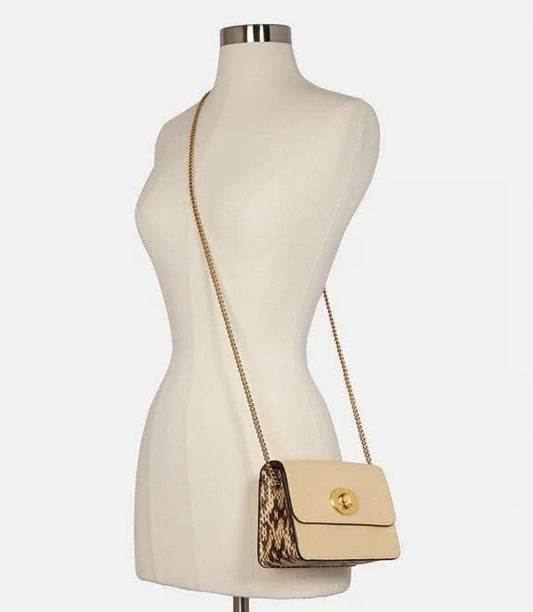 ORIG & IMPORTED Coach X Jennifer Lopez Bowery Crossbody Small Beige Bag Chain Strap