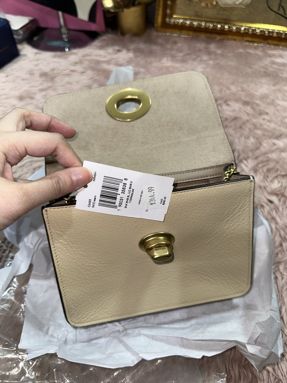 ORIG & IMPORTED Coach X Jennifer Lopez Bowery Crossbody Small Beige Bag Chain Strap