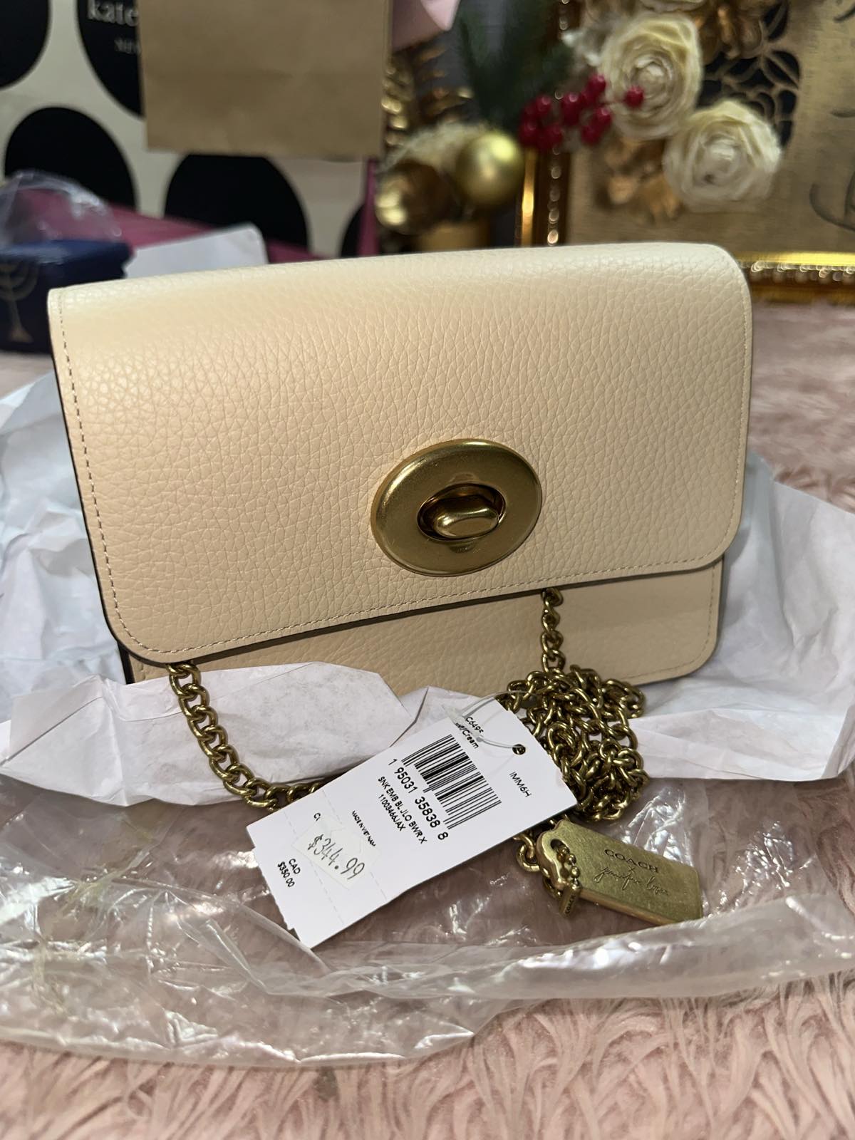 ORIG & IMPORTED Coach X Jennifer Lopez Bowery Crossbody Small Beige Bag Chain Strap