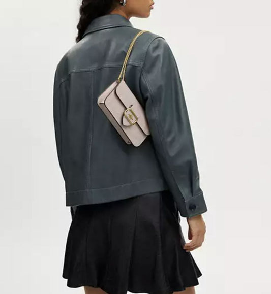 ORIG Preloved Coach Morgan Crossbody Small Grey Birch Shoulder Chain Bag